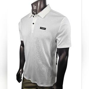 Karl Lagerfeld Textured White Polo Shirt